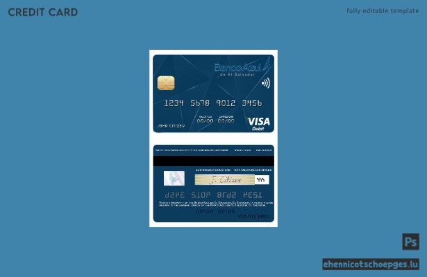 Mustervorschau der El Salvador Banco Azul Visa-Debitkarte